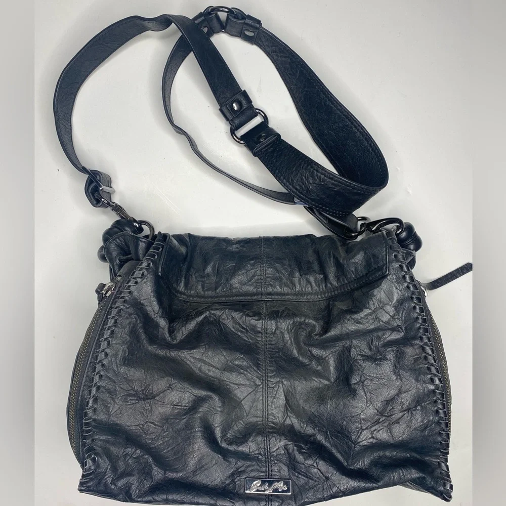 Camilla Alves Black Leather Converse Crossbody Handbag EUC
